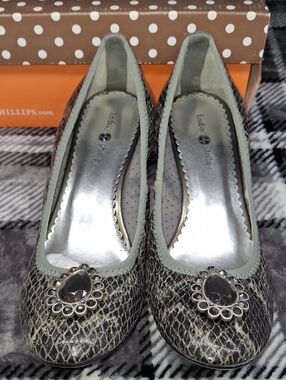lindsay phillips Snake-Print Jeweled  in Gray and Silver